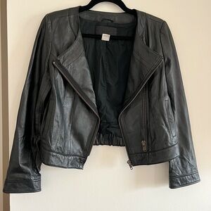 J. Crew black leather jacket - biker moto size 2